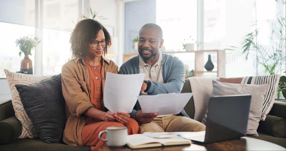 Couple reviewing documents