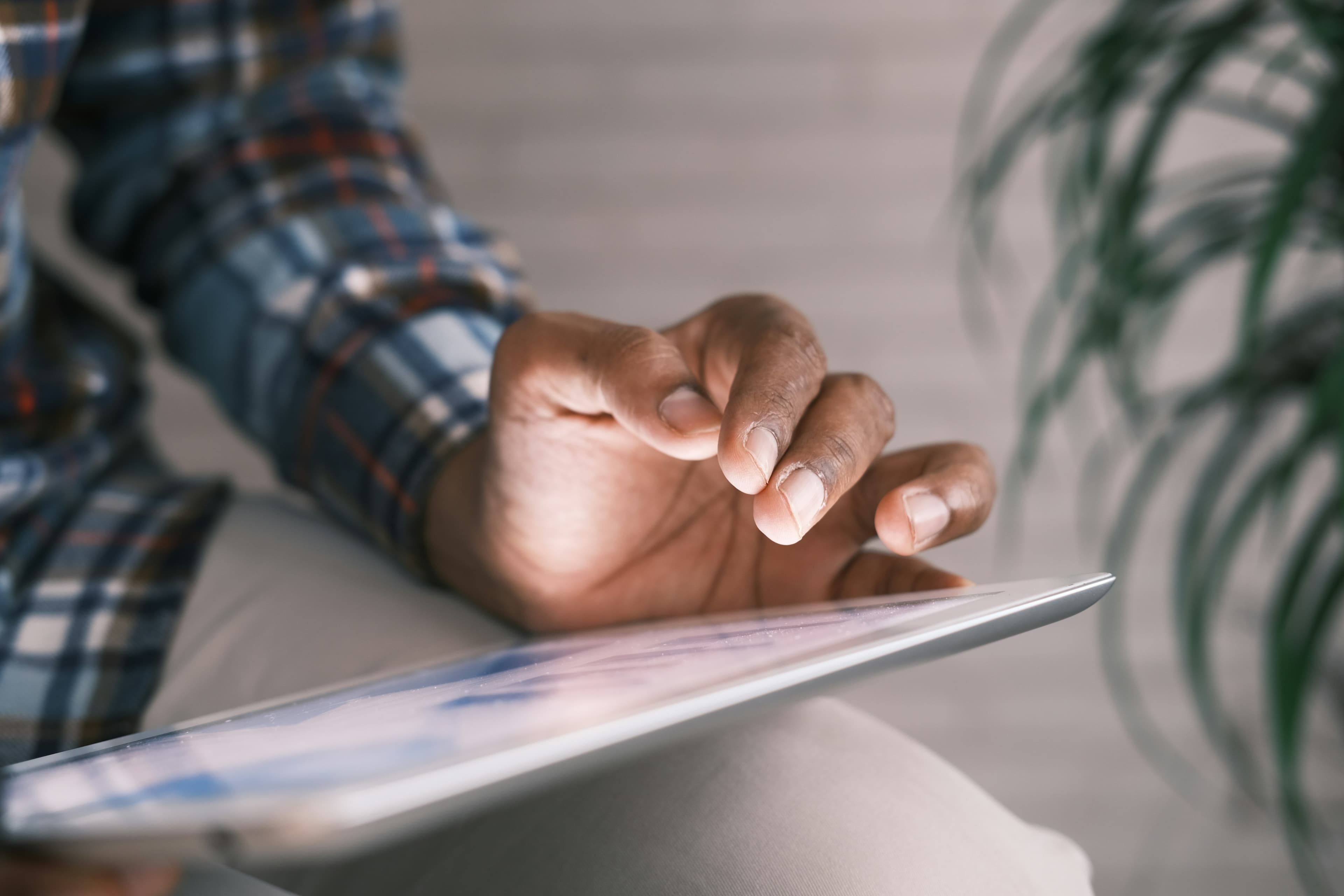person using tablet