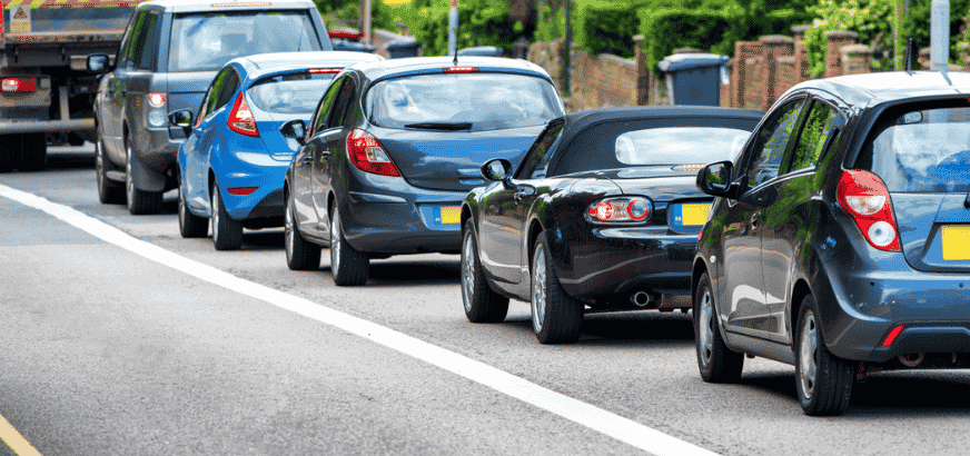 line of cars on a road