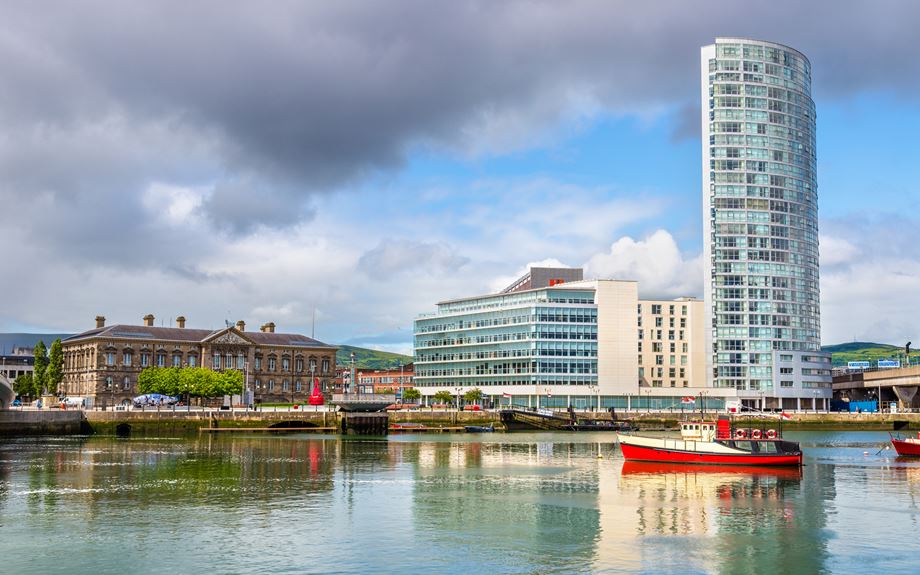 View of Belfast with the river Lagan