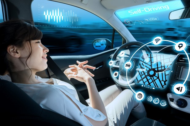 Woman in automated car